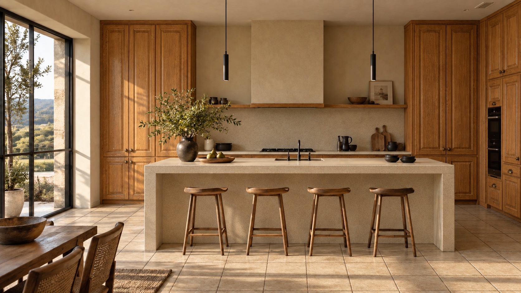 Before concept: the same kitchen with dated finishes